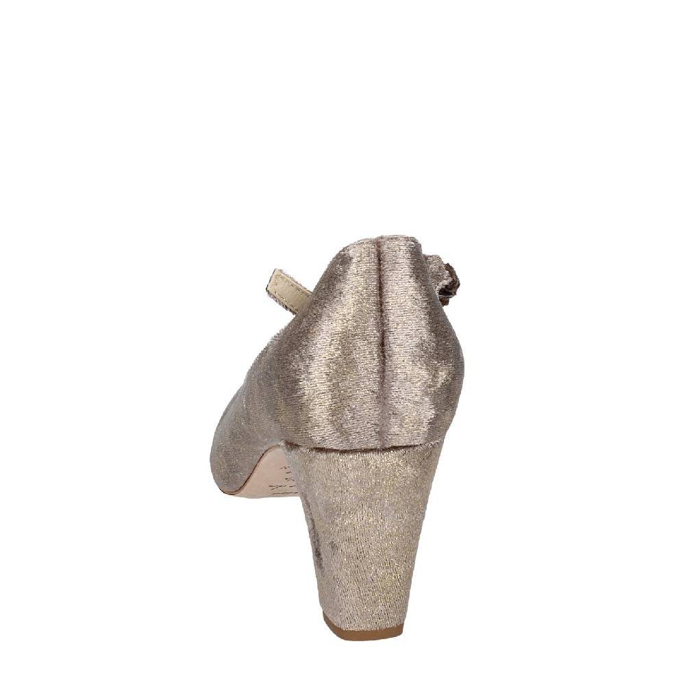 scarpe donna ANNIEL decollete beige velluto oro EX278 Vendita Economica
