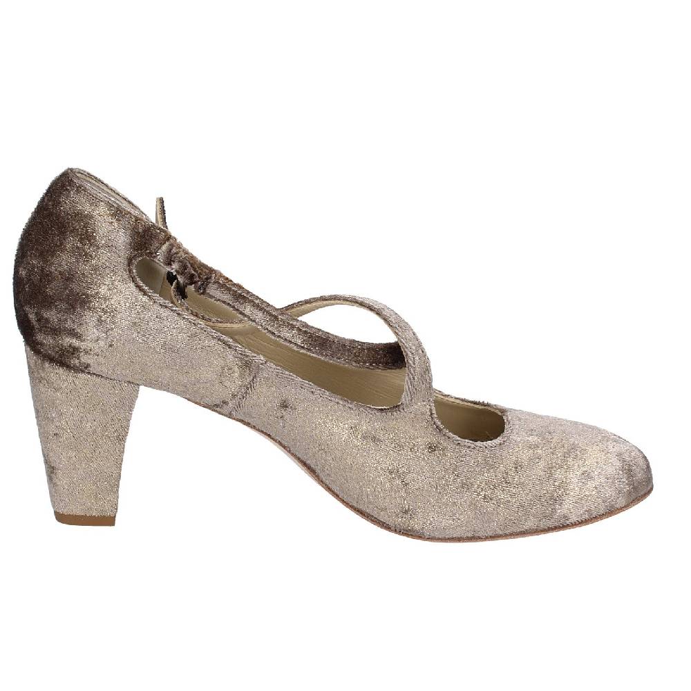 scarpe donna ANNIEL decollete beige velluto oro EX278 Vendita Economica