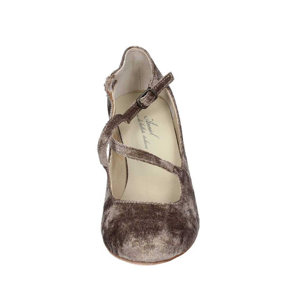 scarpe donna ANNIEL decollete beige velluto oro EX278 Vendita Economica