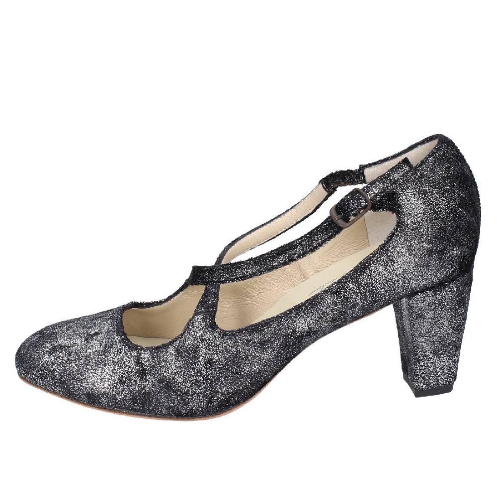 scarpe donna ANNIEL decollete nero tessuto argento EX272 Vendite Flash