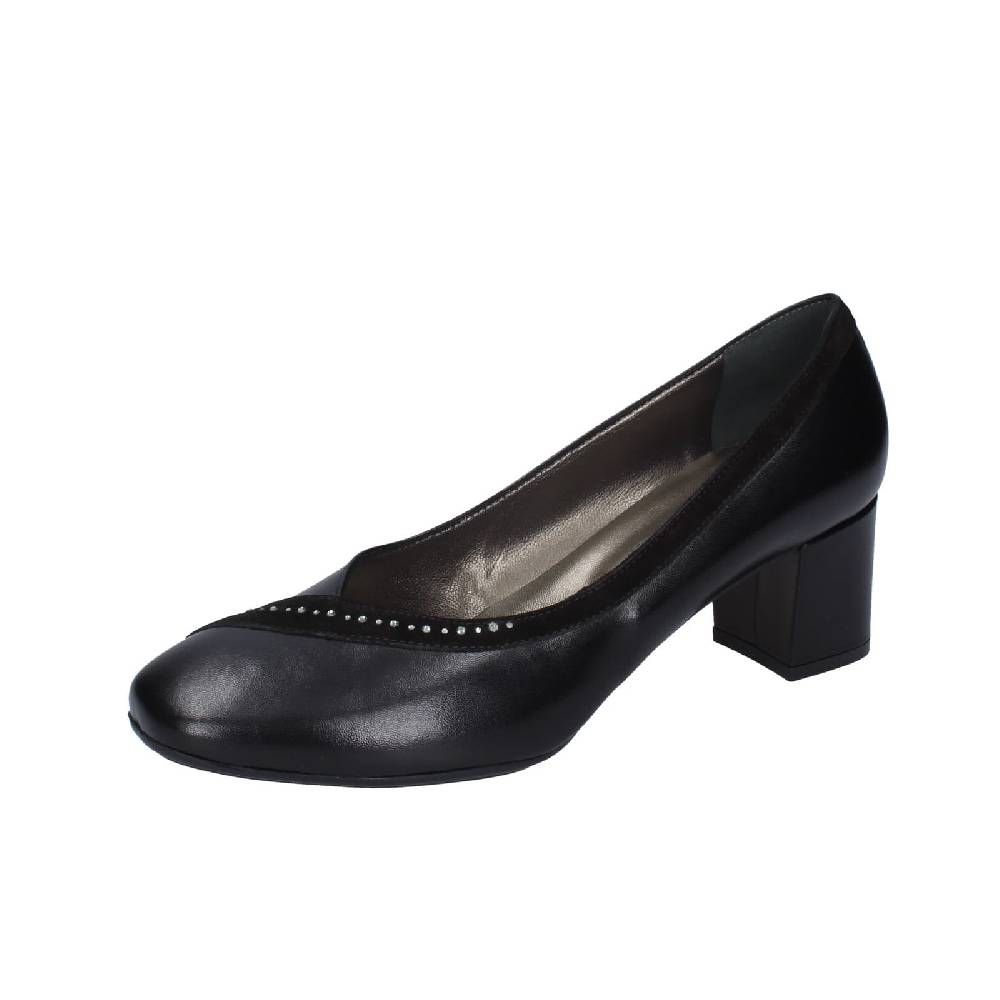 scarpe donna CONFORT decollete nero pelle strass EZ331