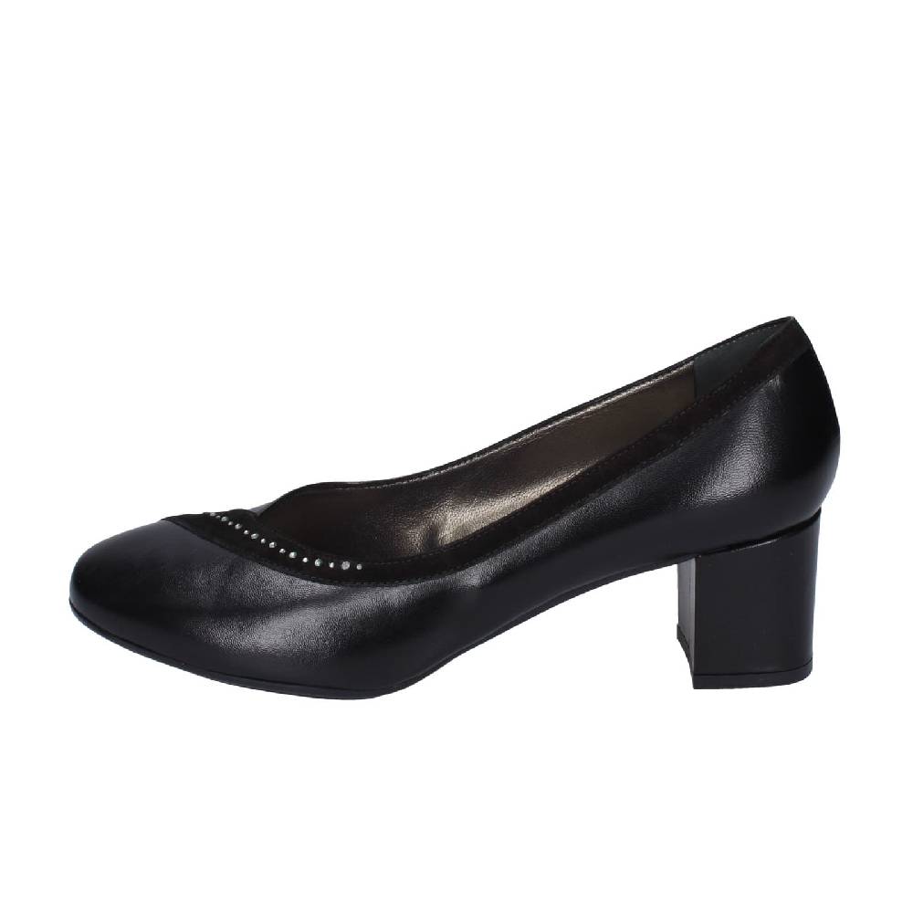 scarpe donna CONFORT decollete nero pelle strass EZ331 Moda