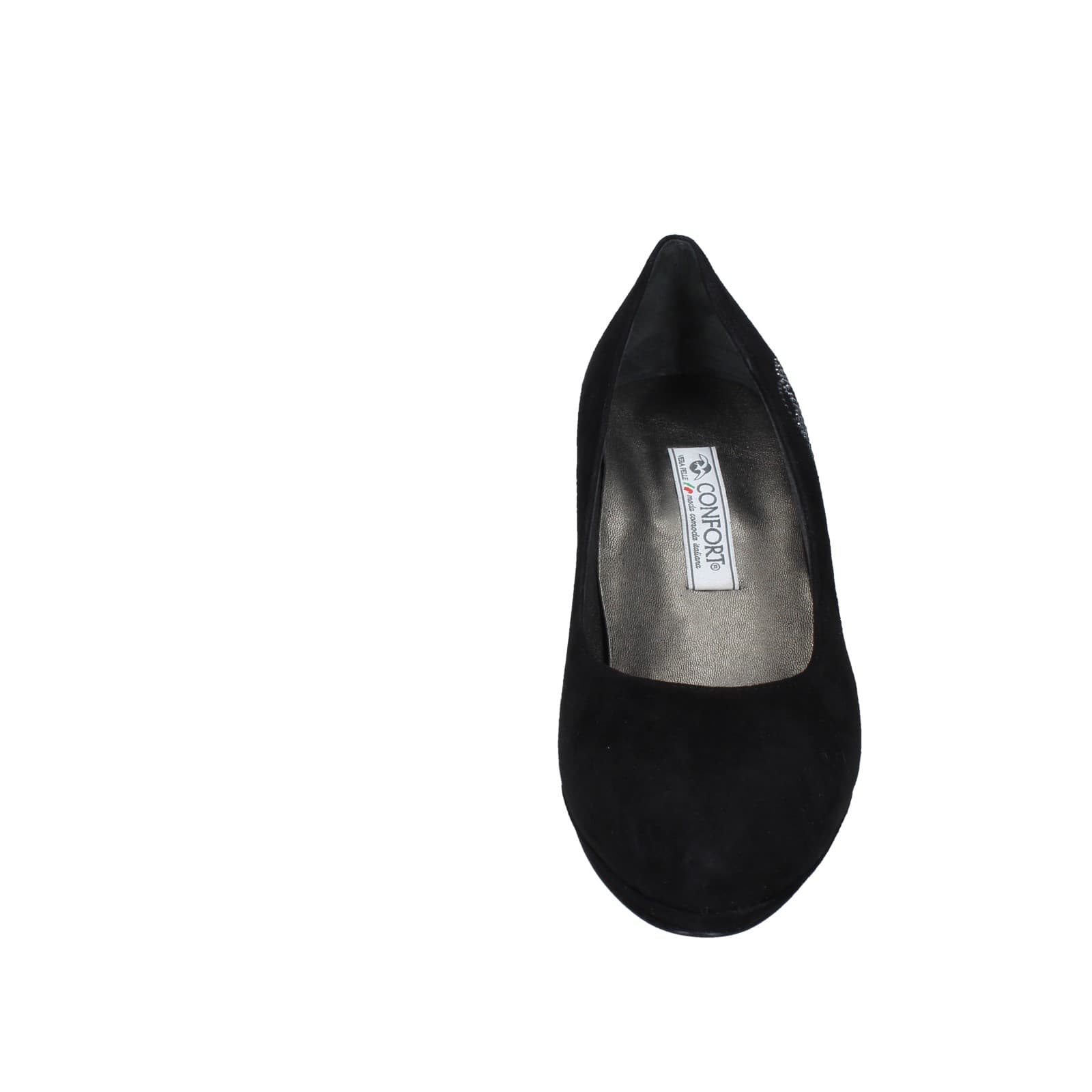 scarpe donna CONFORT decollete nero camoscio strass EZ354 Italy