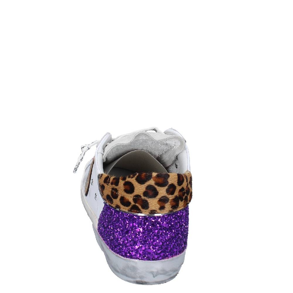 scarpe donna PHILIPPE MODEL sneakers bianco paillettes viola camoscio VINT EX368 Economico