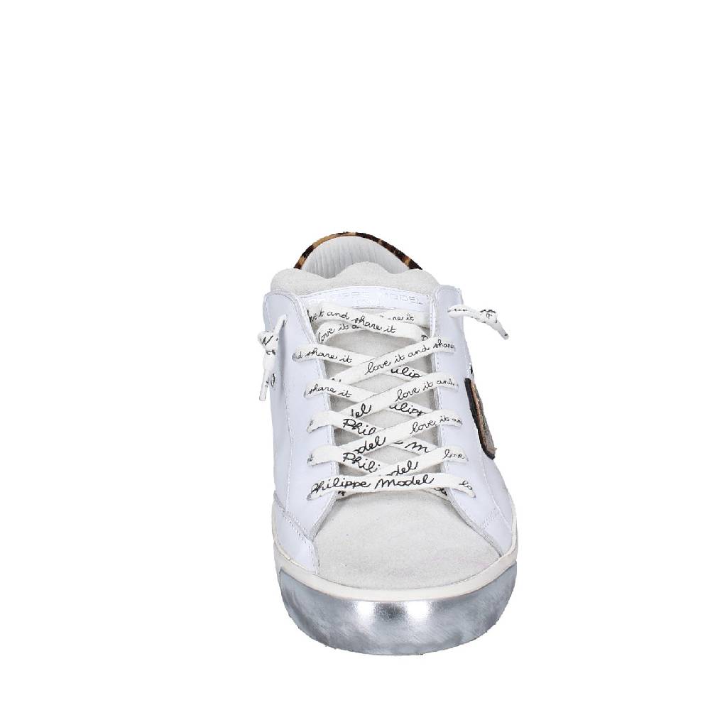 scarpe donna PHILIPPE MODEL sneakers bianco paillettes viola camoscio VINT EX368 Economico