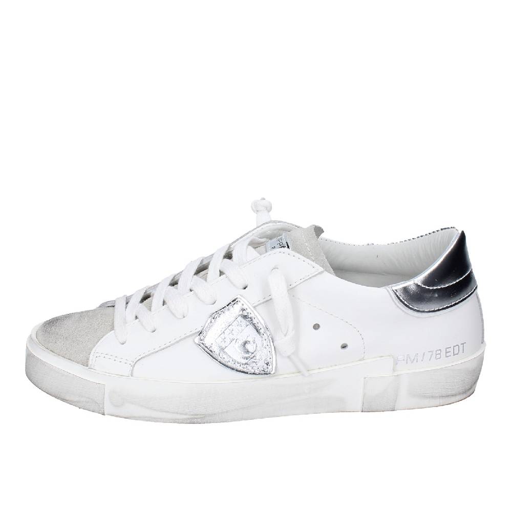 scarpe donna PHILIPPE MODEL sneakers bianco pelle beige camoscio VINTAGE EX353 In Vendita