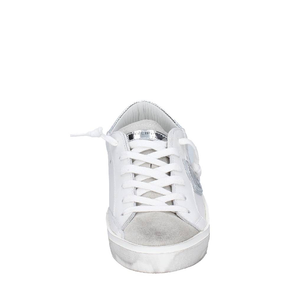 scarpe donna PHILIPPE MODEL sneakers bianco pelle beige camoscio VINTAGE EX353 In Vendita