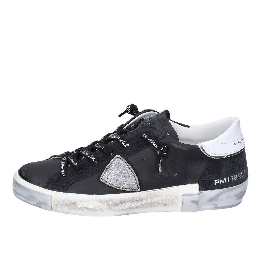 scarpe donna PHILIPPE MODEL sneakers nero pelle camoscio VINTAGE EX358 Saldi