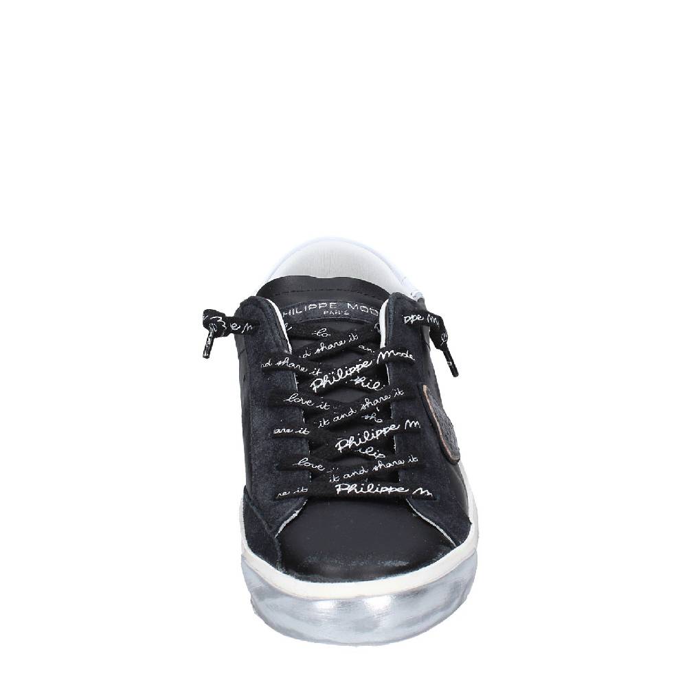 scarpe donna PHILIPPE MODEL sneakers nero pelle camoscio VINTAGE EX358 Saldi