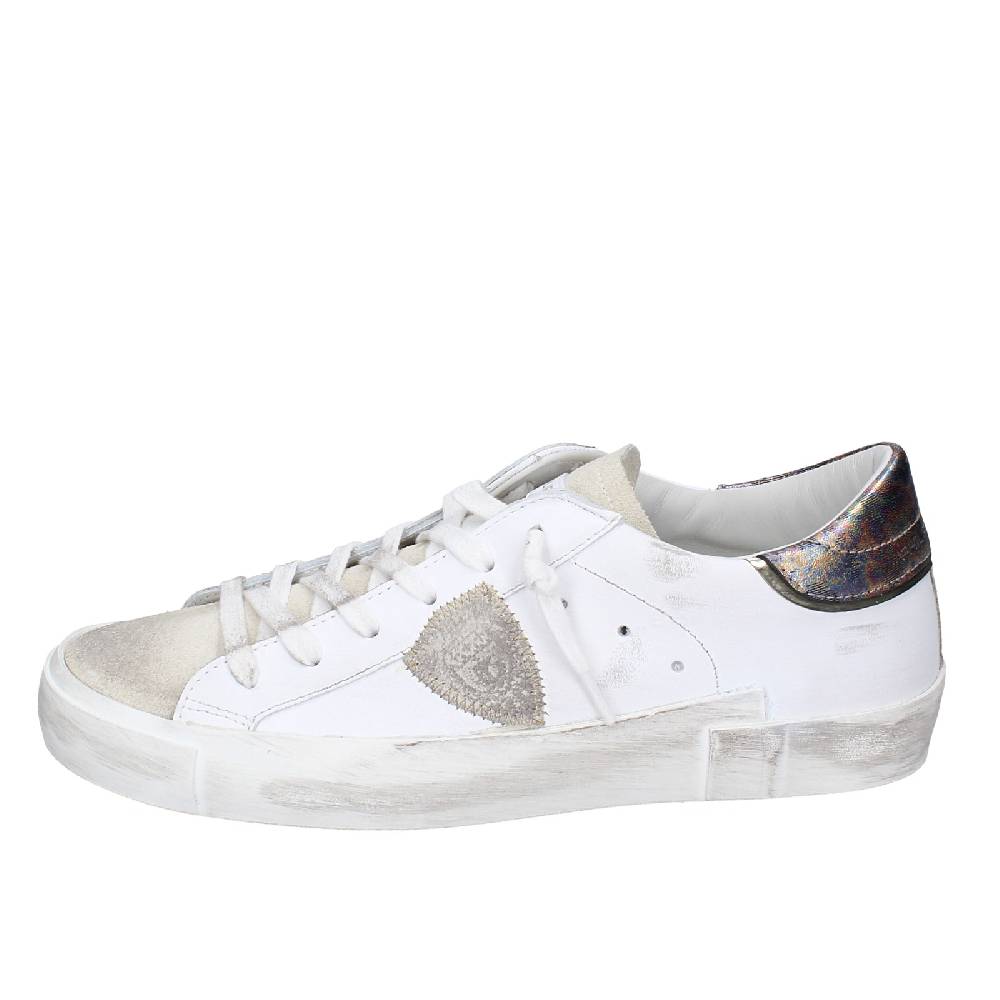 scarpe donna PHILIPPE MODEL sneakers bianco pelle beige camoscio VINTAGE EX352 Offerte