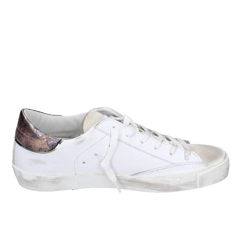 scarpe donna PHILIPPE MODEL sneakers bianco pelle beige camoscio VINTAGE EX352 Offerte