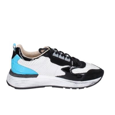 scarpe donna MOMA sneakers bianco pelle nero camoscio 3AS401-CR10 BC853 Vendita Calda