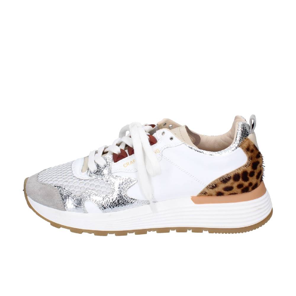 scarpe donna MOMA sneakers bianco pelle argento tessuto 3AS401-CR5 EZ858 Saldi Di Fabbrica