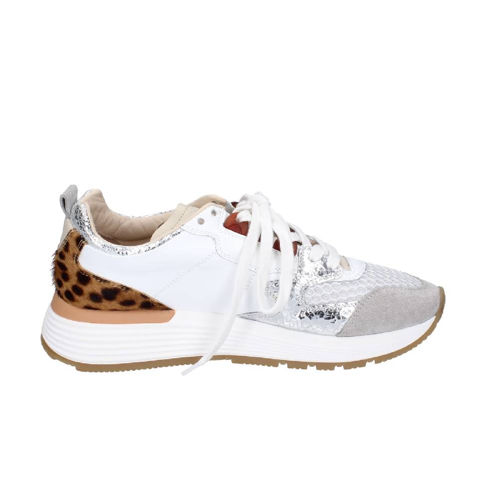 scarpe donna MOMA sneakers bianco pelle argento tessuto 3AS401-CR5 EZ858 Saldi Di Fabbrica