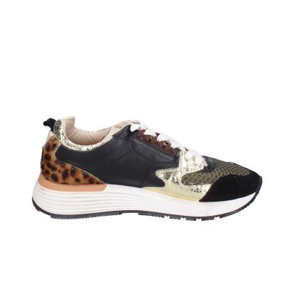 scarpe donna MOMA sneakers nero pelle oro tessuto 3AS401-CR17 BC801 Vendite Flash