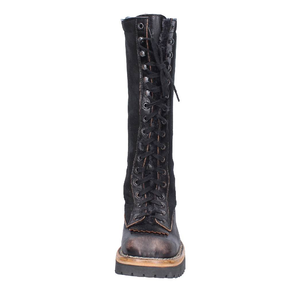 scarpe donna MOMA stivali nero pelle camoscio 81304D VINTAGE EX513 Promozione Limitata