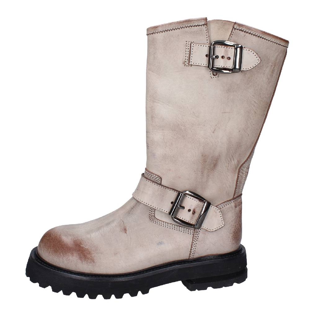 scarpe donna MOMA stivali marrone pelle beige 1DW340 VINTAGE EX517 Affare Del Giorno