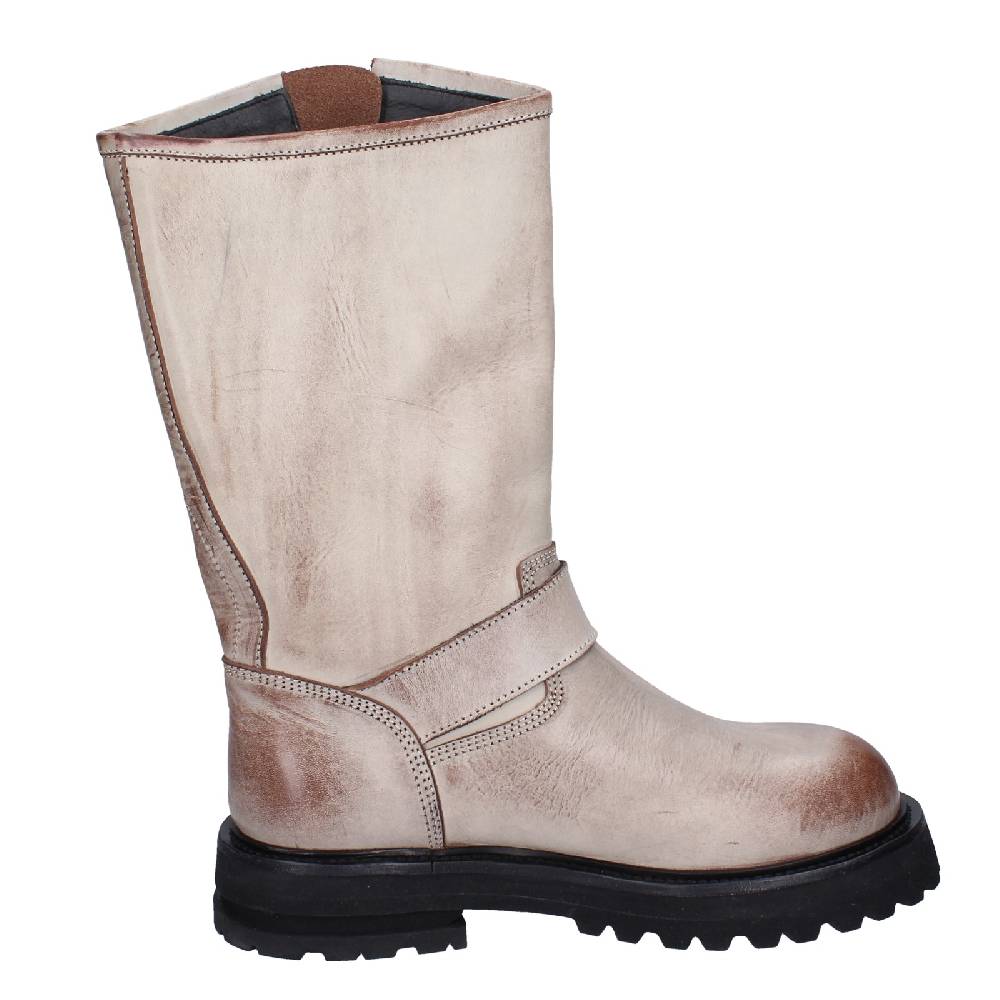 scarpe donna MOMA stivali marrone pelle beige 1DW340 VINTAGE EX517 Affare Del Giorno