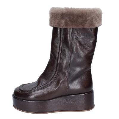 scarpe donna MOMA stivali marrone pelle pelliccia 1CW333 VINTAGE BD921 Outlet