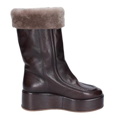 scarpe donna MOMA stivali marrone pelle pelliccia 1CW333 VINTAGE BD921 Outlet