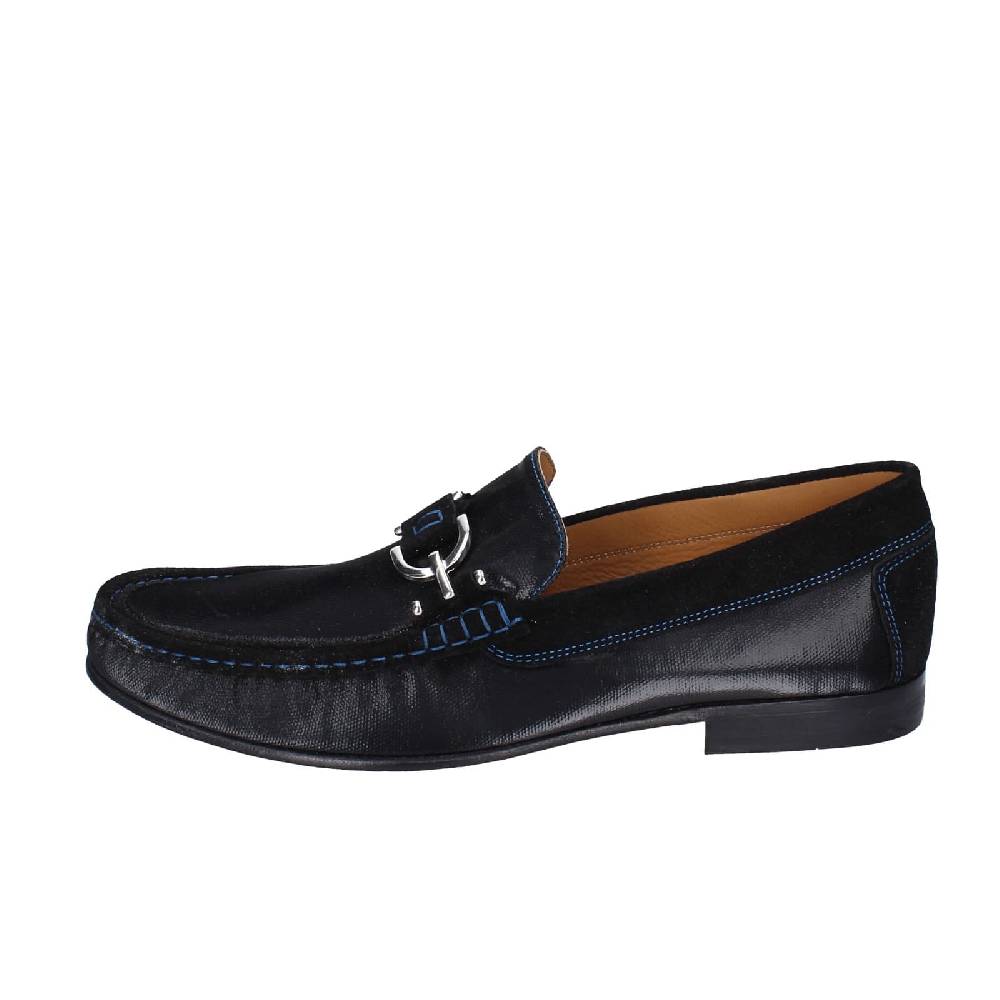 scarpe uomo DONALD PLINER mocassini nero pelle lucida camoscio EY136 Promozione