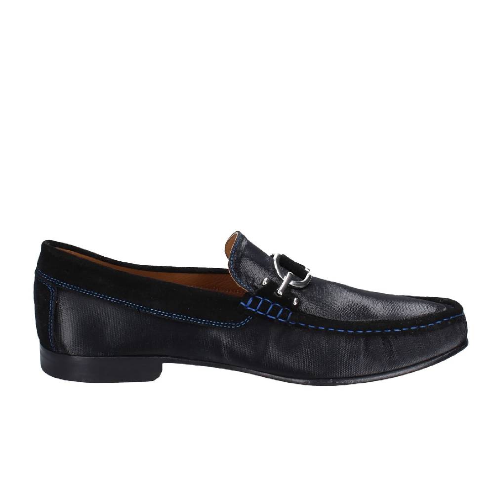scarpe uomo DONALD PLINER mocassini nero pelle lucida camoscio EY136 Promozione