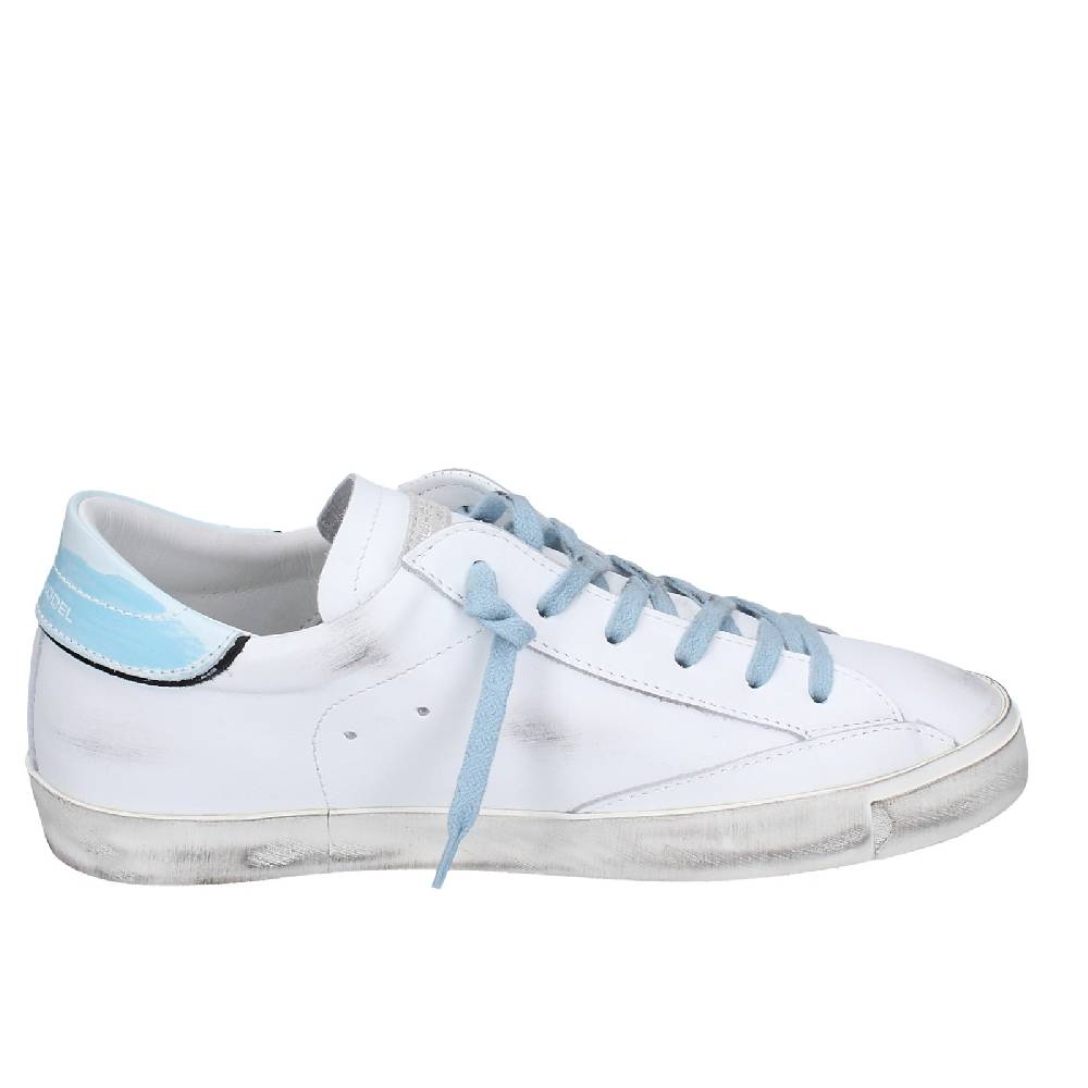 scarpe uomo PHILIPPE MODEL sneakers bianco pelle blu VINTAGE EX357 2025