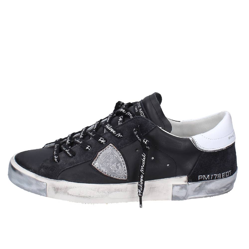 scarpe uomo PHILIPPE MODEL sneakers nero pelle camoscio EX563 Nuovo
