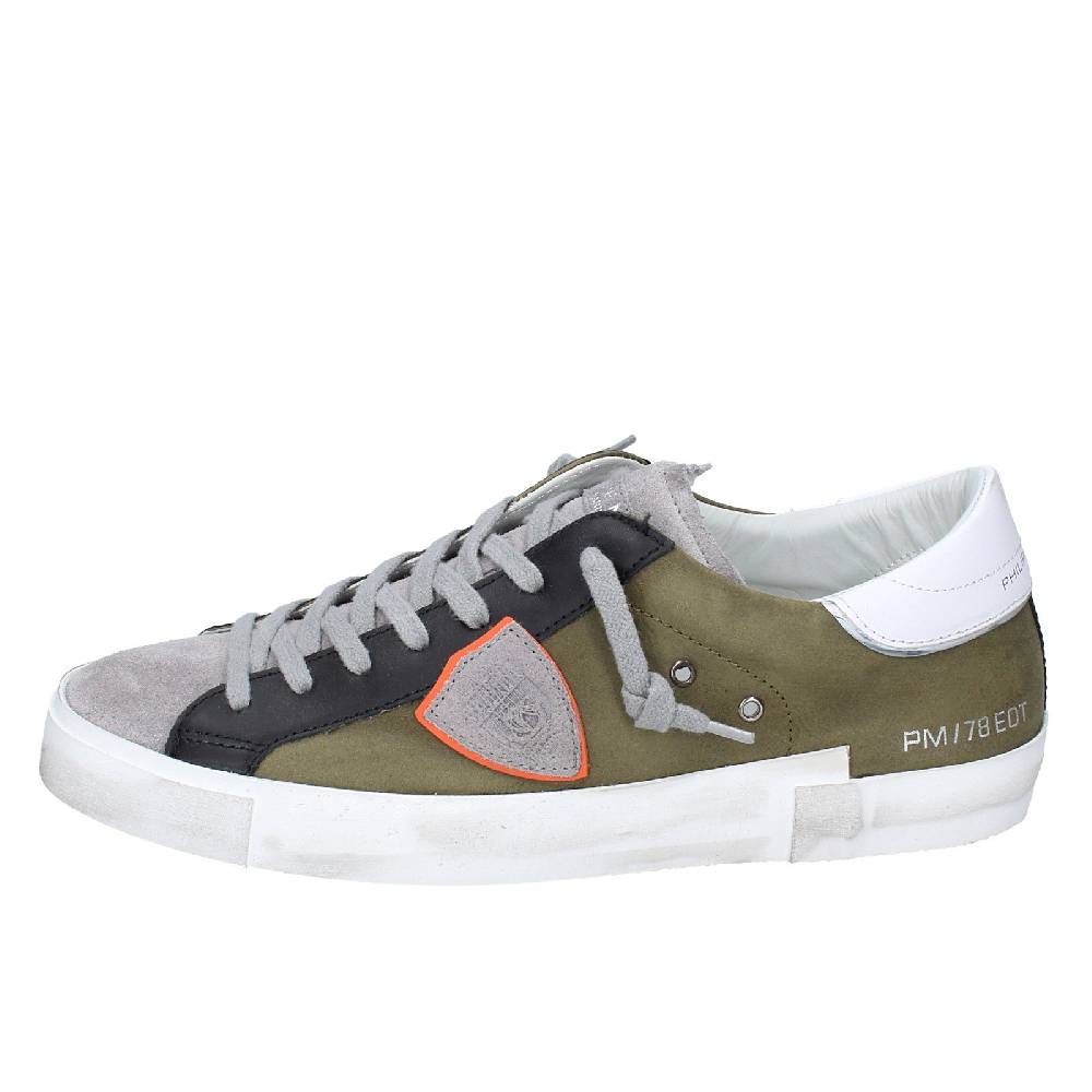 scarpe uomo PHILIPPE MODEL sneakers verde pelle grigio camoscio VINTAGE EX363 Qualità