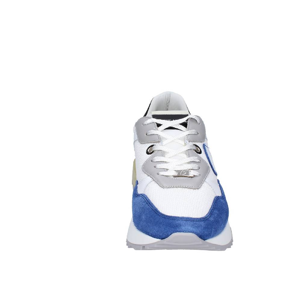 scarpe uomo PHILIPPE MODEL sneakers bianco tessuto blu camoscio EX333 Spedizione Gratuita
