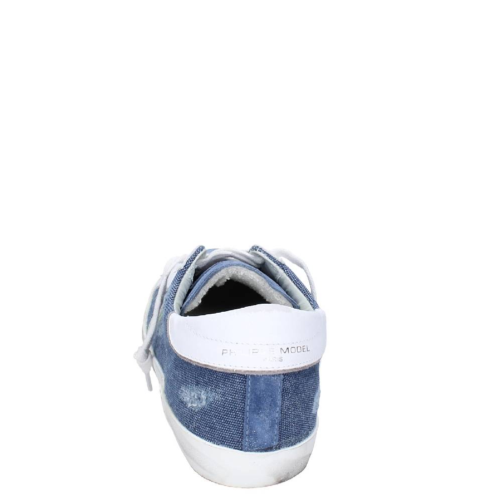 scarpe uomo PHILIPPE MODEL sneakers blu camoscio bianco tessuto VINTAGE EX351 Pezzi Unici