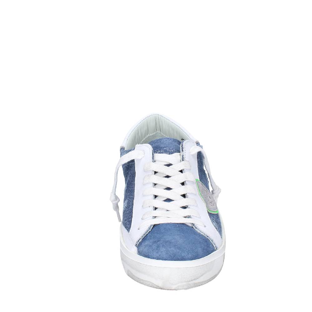 scarpe uomo PHILIPPE MODEL sneakers blu camoscio bianco tessuto VINTAGE EX351 Pezzi Unici
