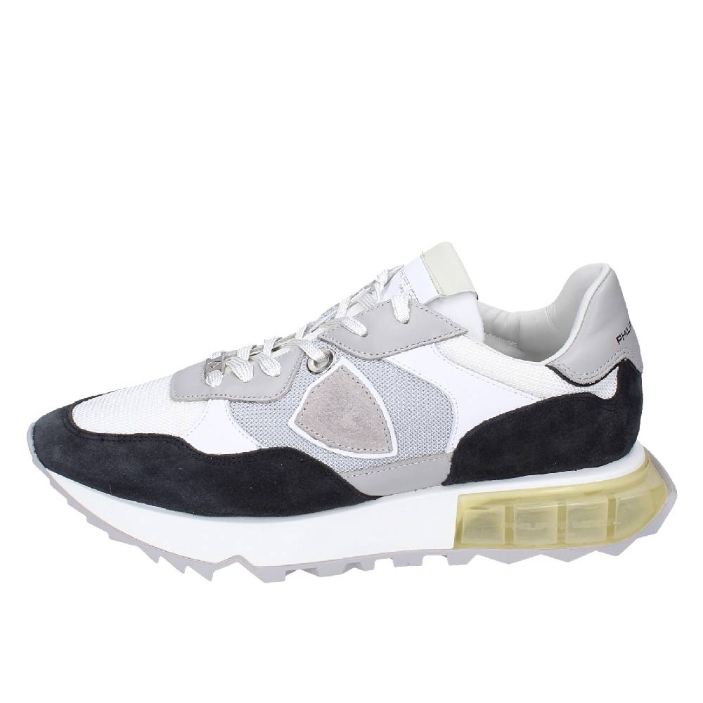 scarpe uomo PHILIPPE MODEL sneakers bianco tessuto grigio camoscio EX332 Qualità Garantita