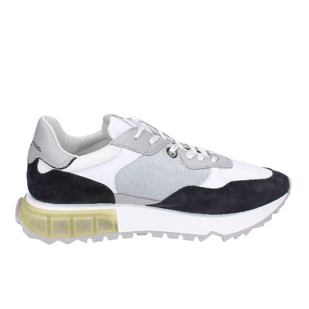 scarpe uomo PHILIPPE MODEL sneakers bianco tessuto grigio camoscio EX332 Qualità Garantita