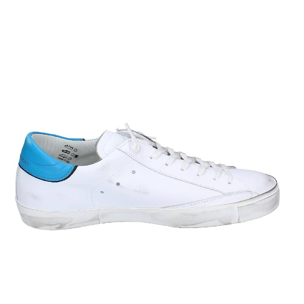 scarpe uomo PHILIPPE MODEL sneakers bianco pelle blu VINTAGE EX360 Acquista Ora