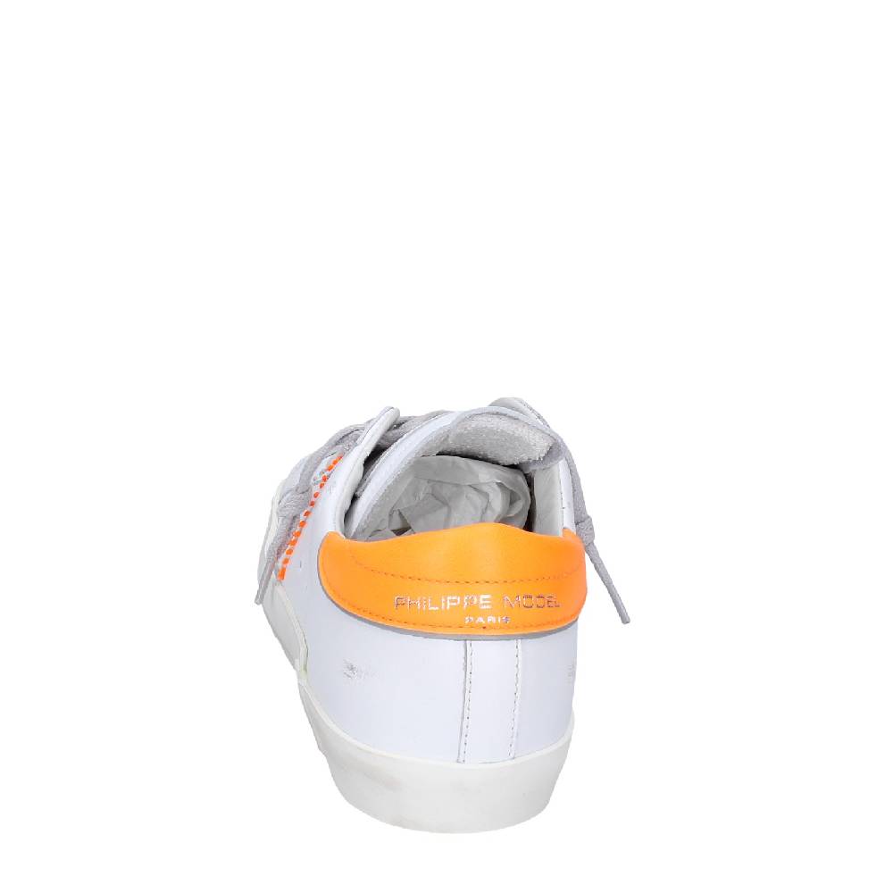 scarpe uomo PHILIPPE MODEL sneakers bianco pelle arancione VINTAGE EX339 Promozione Limitata
