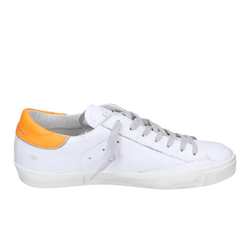 scarpe uomo PHILIPPE MODEL sneakers bianco pelle arancione VINTAGE EX339 Promozione Limitata