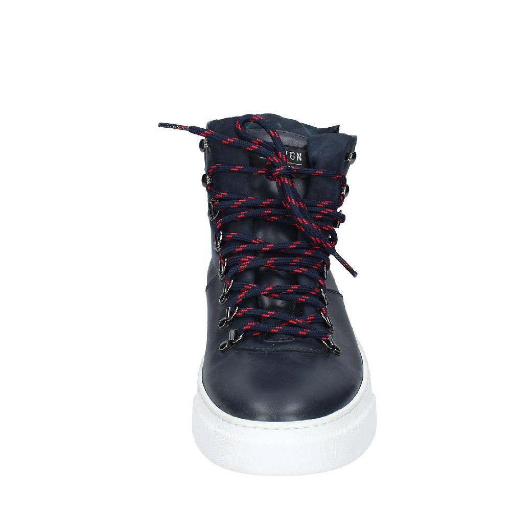 scarpe uomo STOKTON stivaletti blu pelle EY845 Negozio