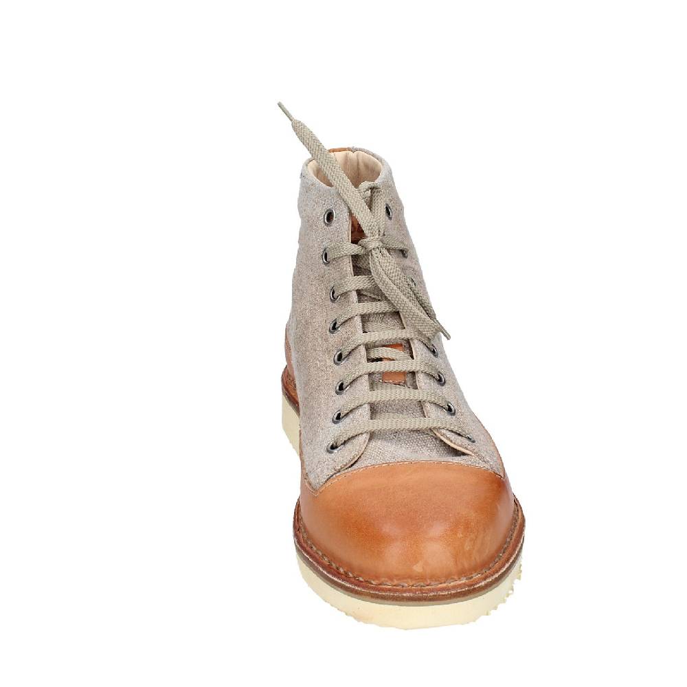 scarpe uomo ASTORFLEX stivaletti beige tessuto marrone pelle EY705 In Saldo