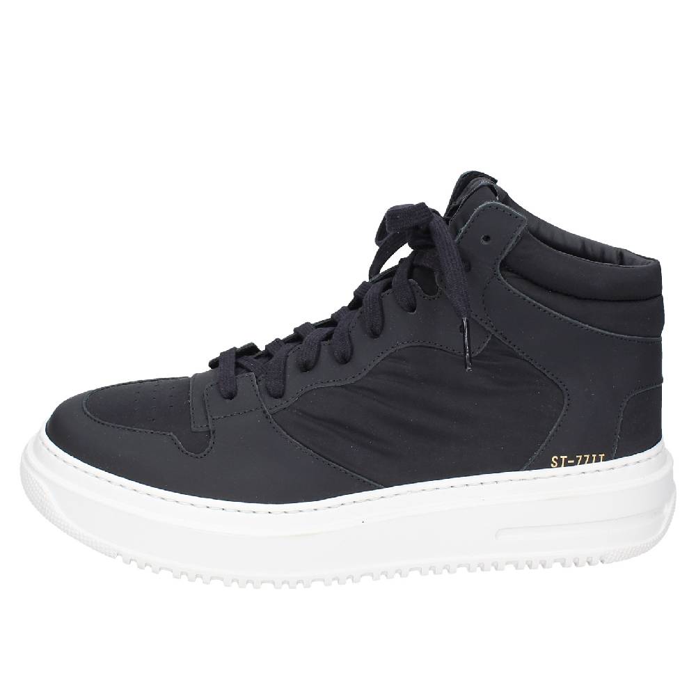 scarpe uomo STOKTON stivaletti nero tessuto gomma EY855 Vendita