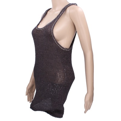 canotta vestito donna INHABIT XS grigio cotone AN675 Saldi Di Fabbrica