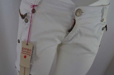 pantaloni donna PINKO 42 bianco cotone AR816 Online