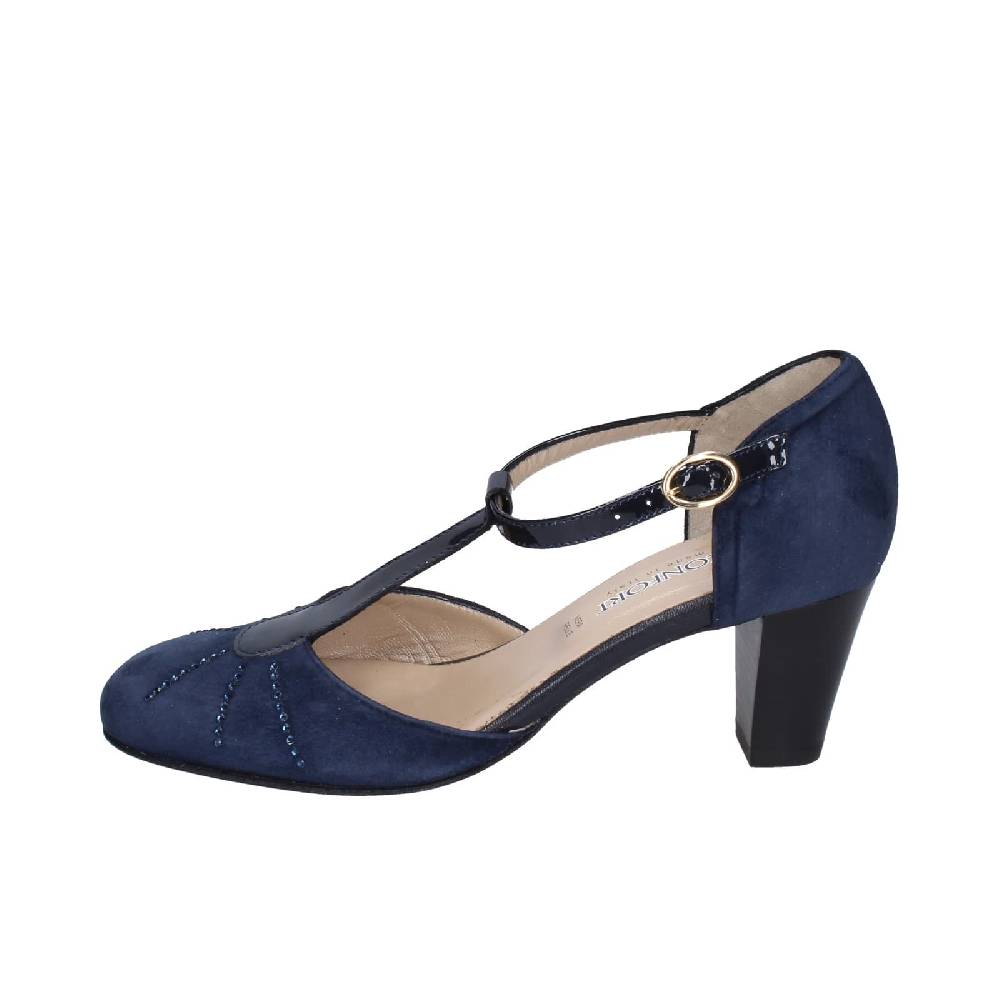 scarpe donna CONFORT decollete blu camoscio strass EZ370 Italia
