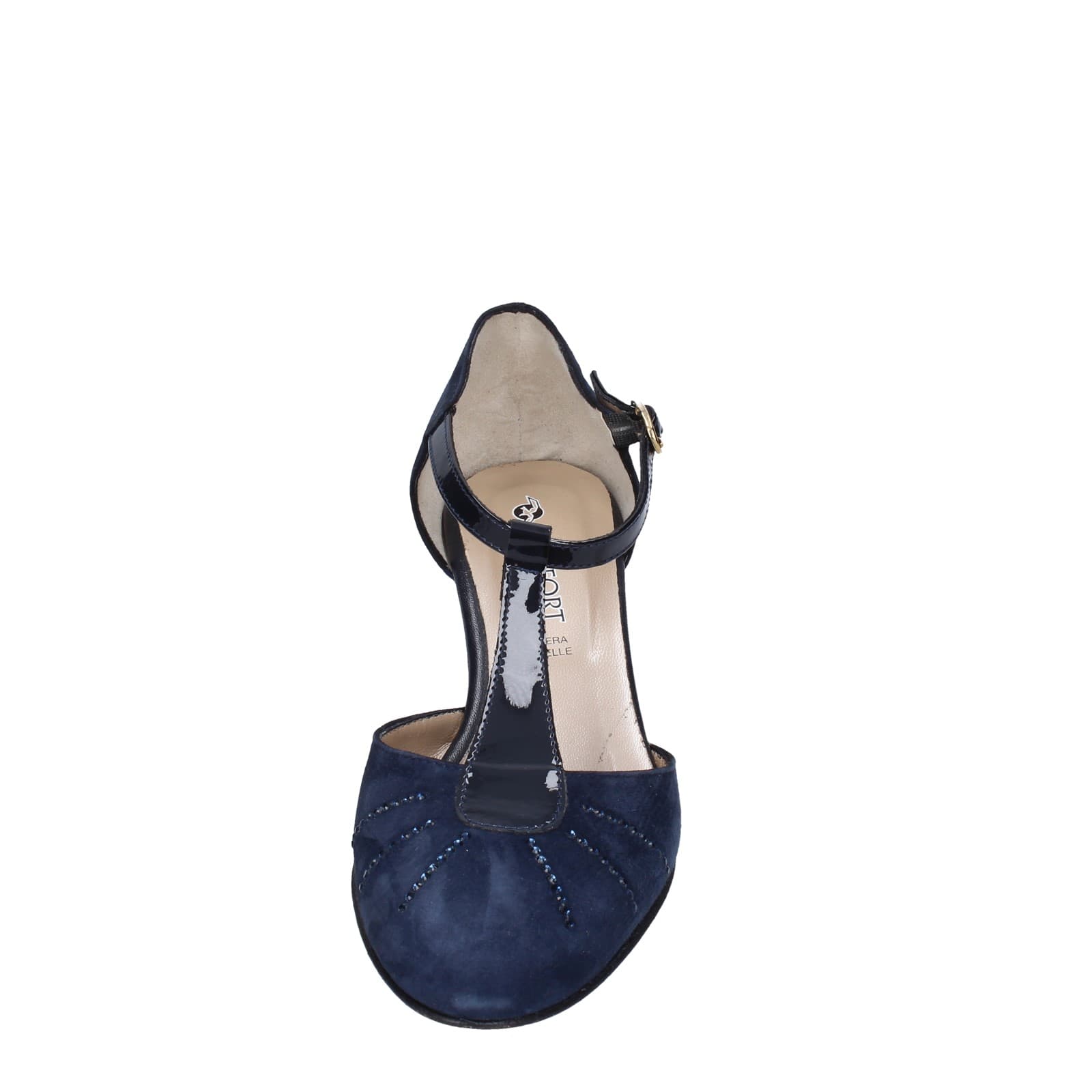 scarpe donna CONFORT decollete blu camoscio strass EZ370 Italia