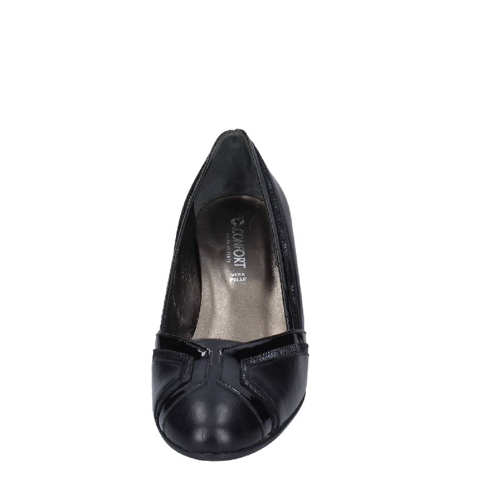 scarpe donna CONFORT decollete nero pelle vernice EZ371 2025