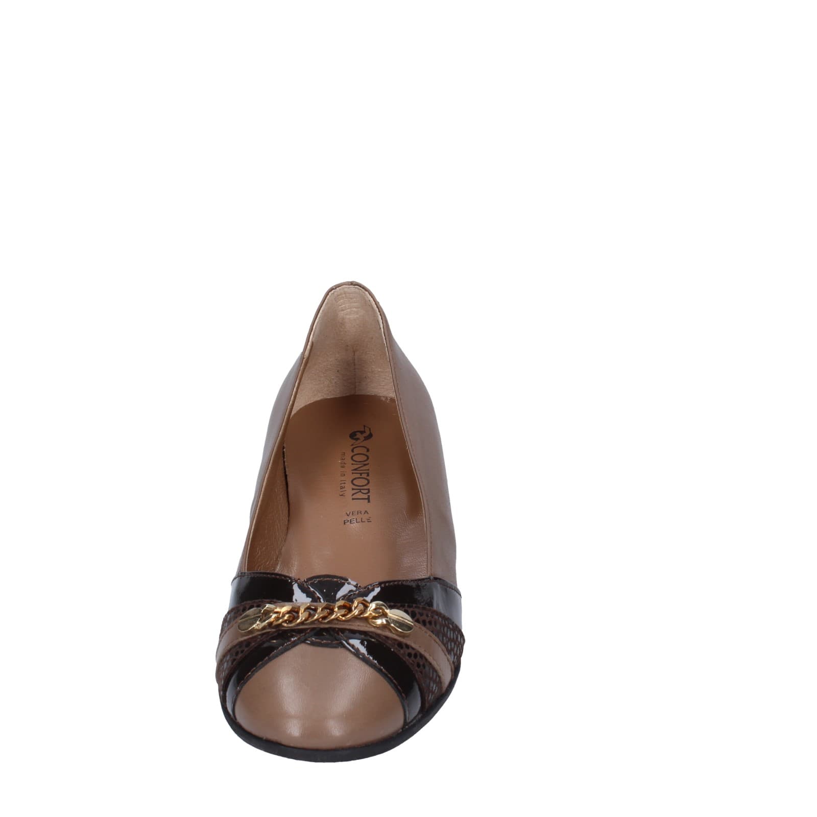 scarpe donna CONFORT decollete marrone pelle EZ392 In Linea