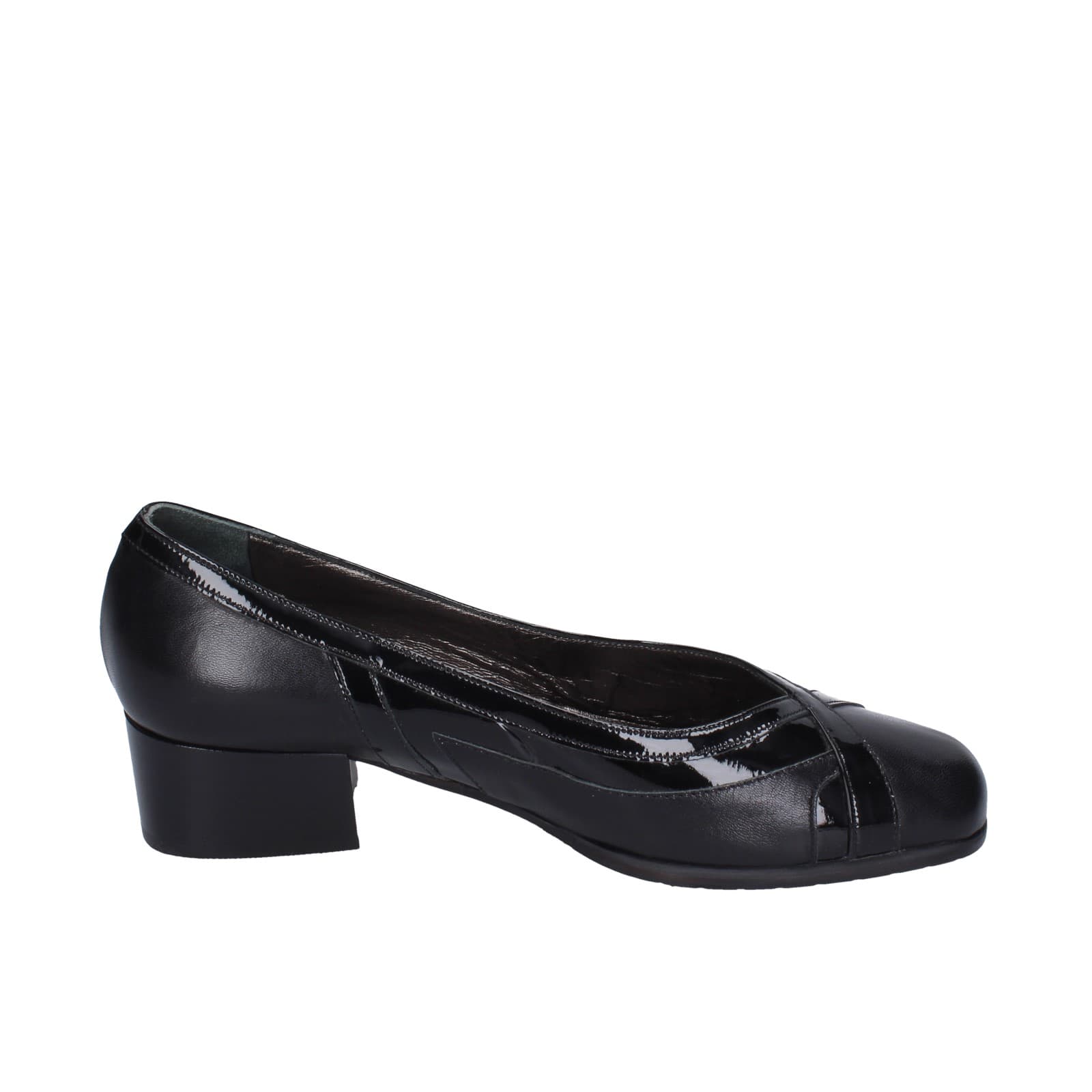 scarpe donna CONFORT decollete nero pelle vernice EZ411 Nuovo