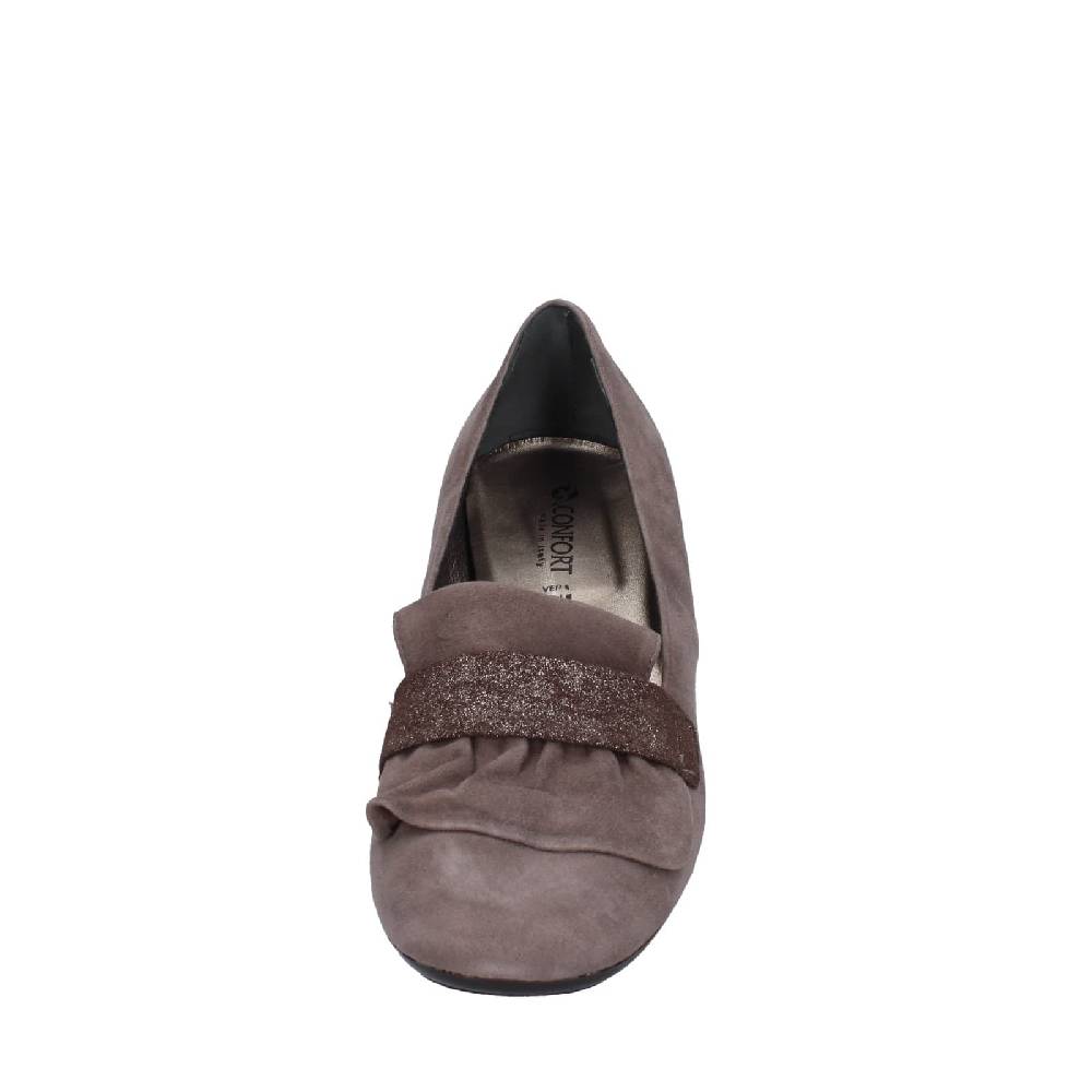 scarpe donna CONFORT decollete marrone camoscio EZ399 Negozi Online