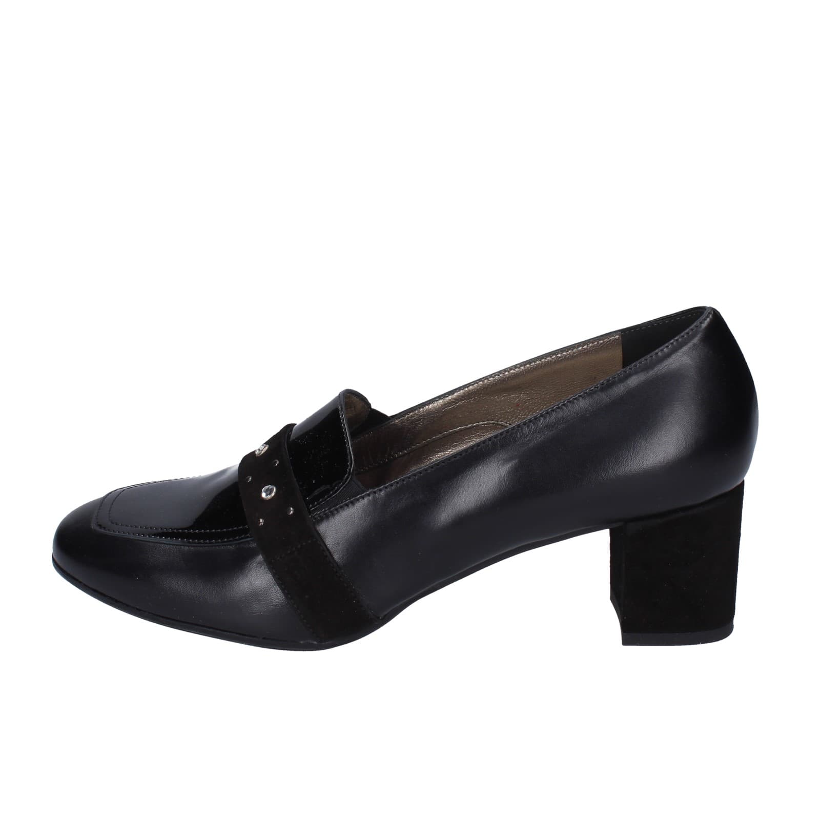 scarpe donna CONFORT decollete nero pelle vernice EZ410 Consegna Veloce
