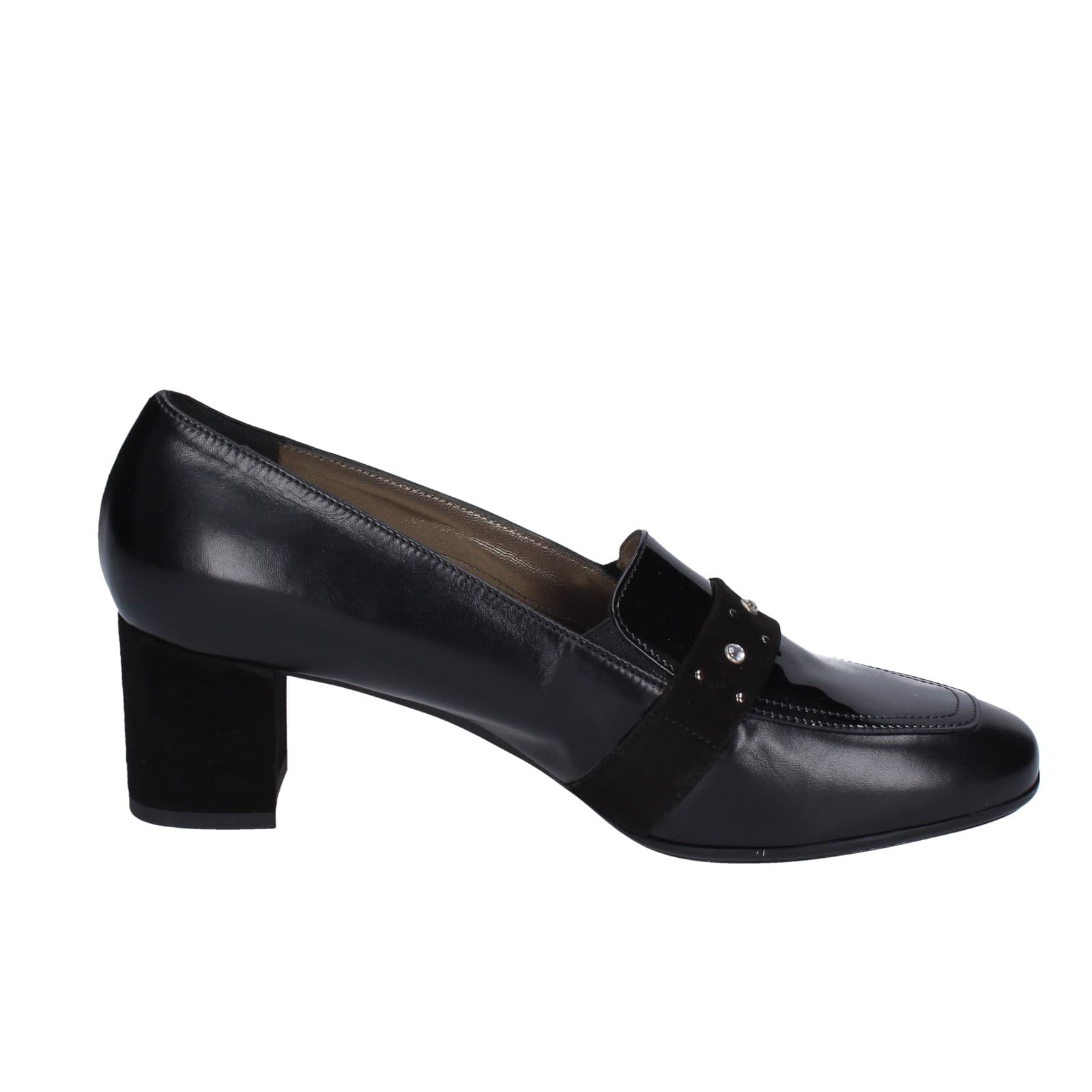 scarpe donna CONFORT decollete nero pelle vernice EZ410 Consegna Veloce